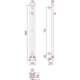 Полотенцесушитель водяной Сунержа Нюанс EU50+ (12-0212-0840) (840х50) белый глянцевый
